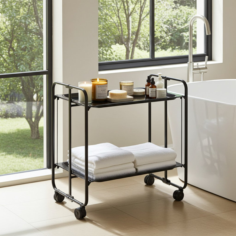 Yates Serving Cart, Black, Black