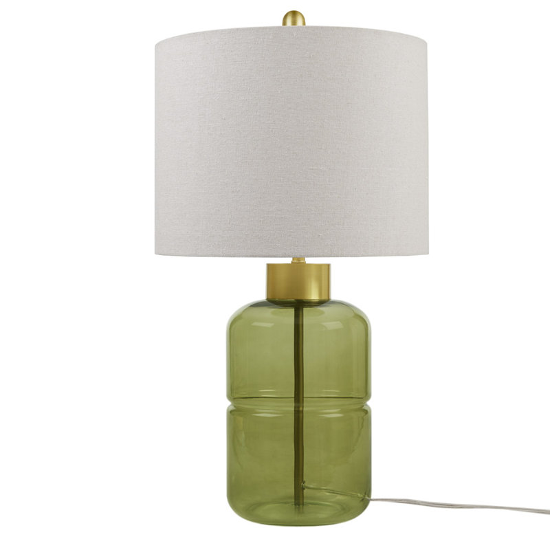 Lysandria Green Glass Table Lamp with Gold Accents