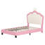 Lit simple tapissier princesse avec tête de lit couronne, lit plateforme simple avec tête de lit et pied de lit