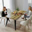Ensemble de salle à manger moderne 5 pièces avec table à bords ondulés sculptés pour 4 à 6 personnes-955554762-955554765