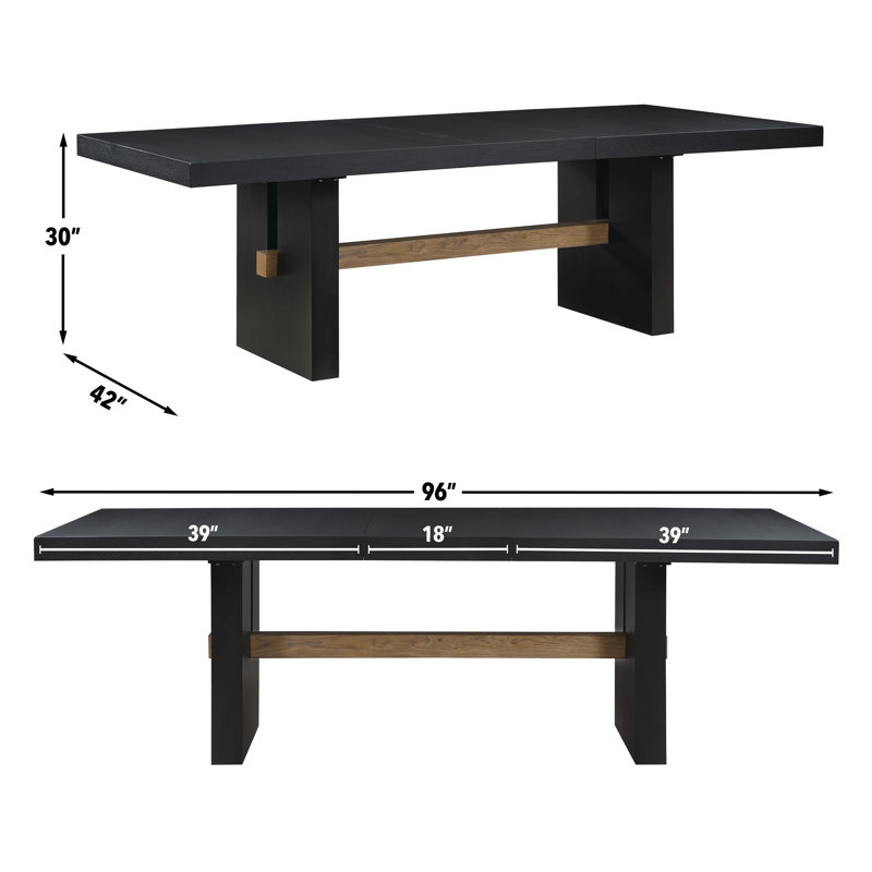 Ensemble de salle à manger Rickye, 5 pièces: table, 4 chaises, Noir / brun
