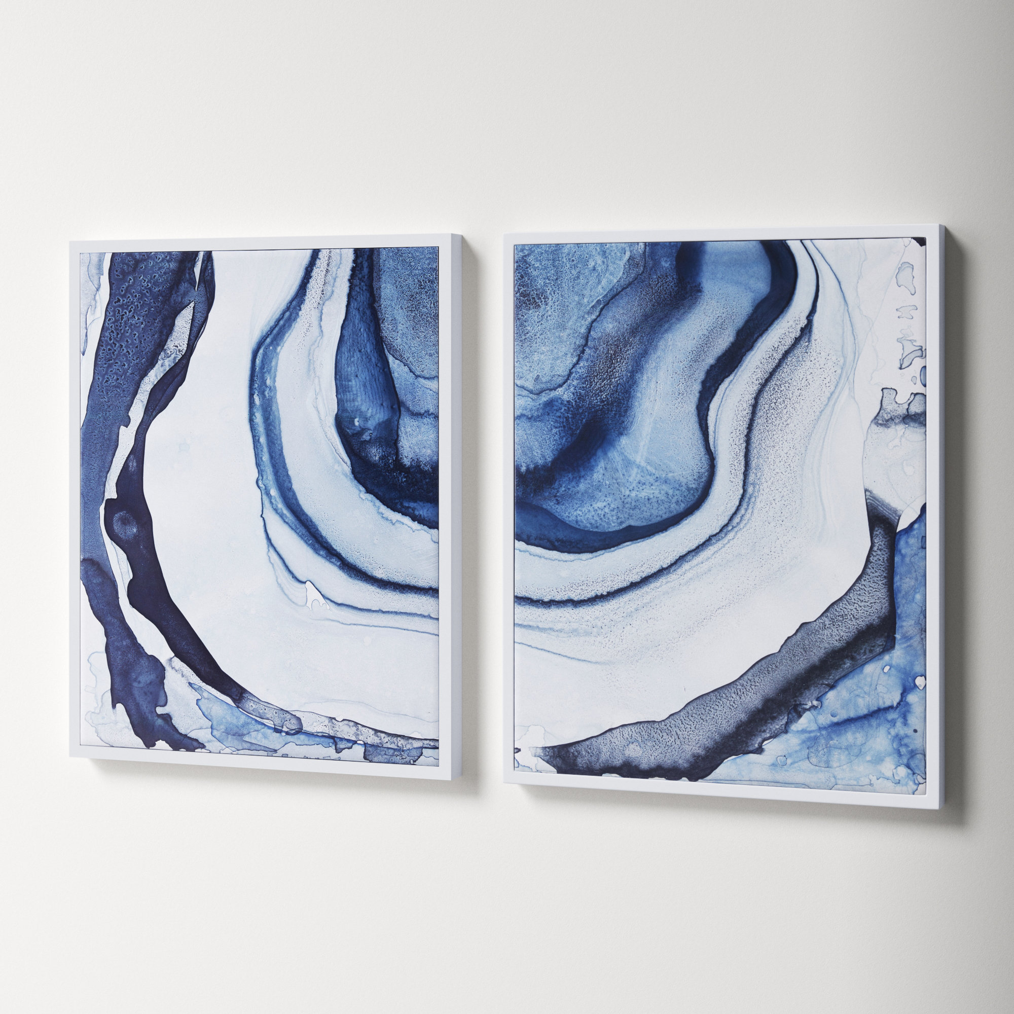 Huge abstract diptych wall art canvas art set blue brown: Shoa Gallery