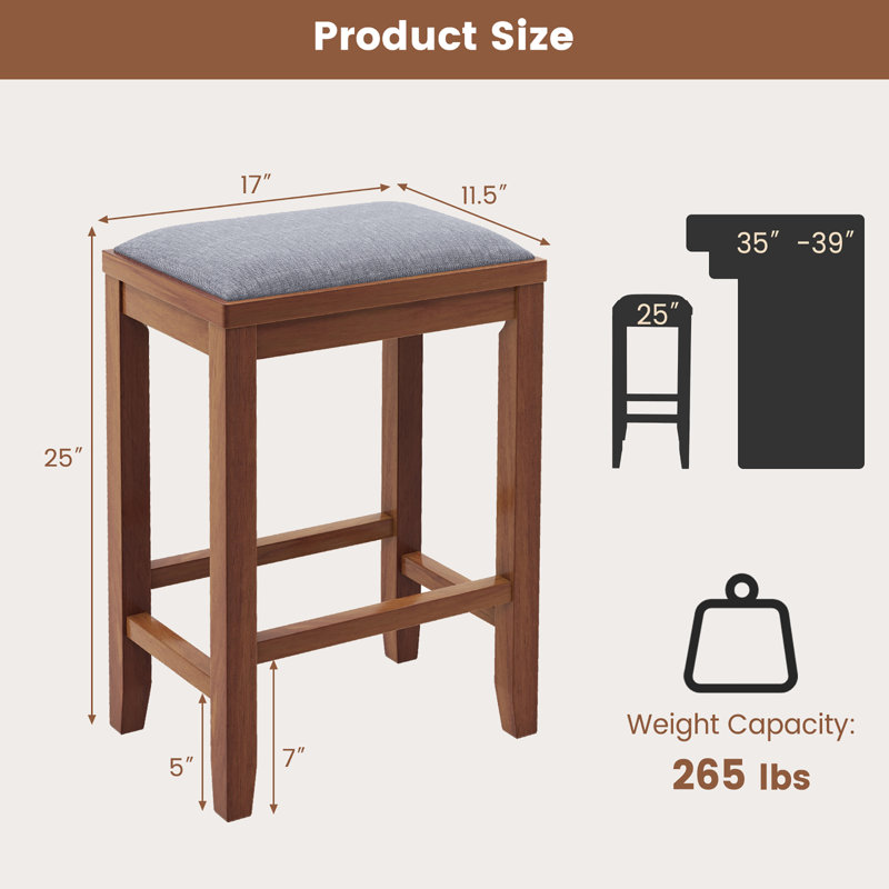 Tabouret de bar et de comptoir Bruceville, Tabouret de comptoir (siège d'une hauteur de 25 p, Noyer