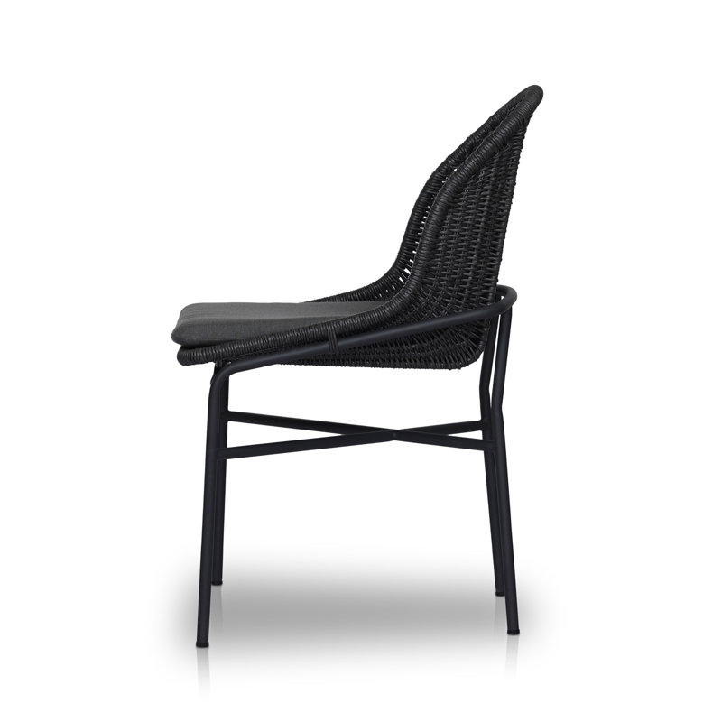 Jericho Outdoor Dining Side Chair, Gray, Black