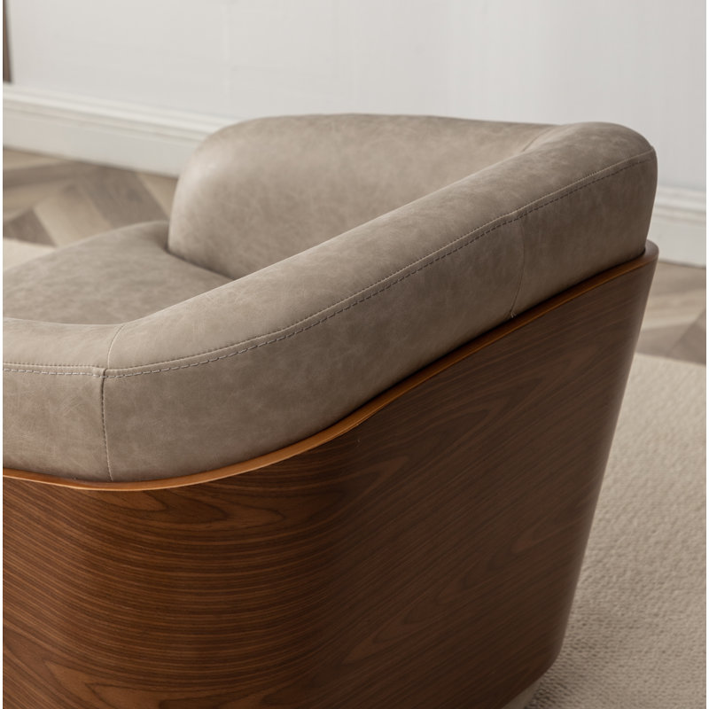 Fauteuil demi-tonneau pivotant en similicuir Broderic, Similicuir gris