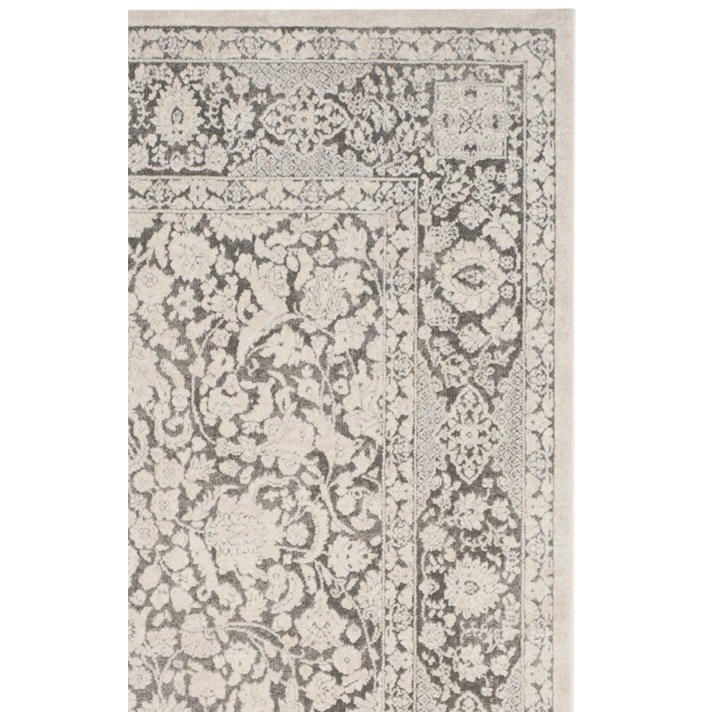 Calidia Oriental Dark Gray/Cream Area Rug, Rectangle 9' x 12'