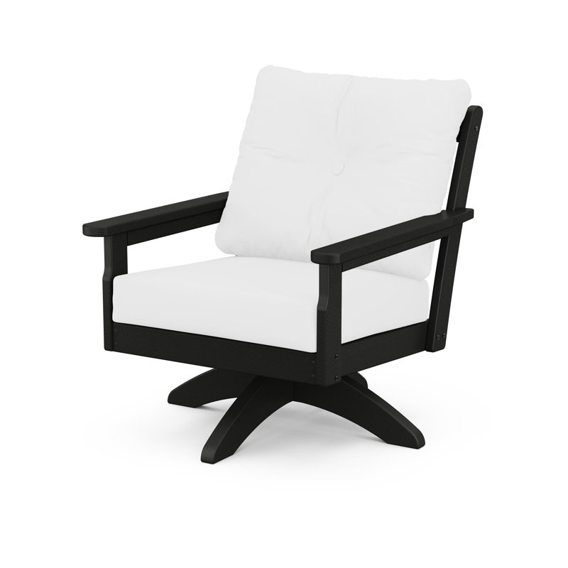 Chaise pivotante à assise profonde Lakeside Vineyard, Noir, Natural