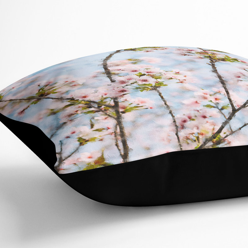 Floral Square Cushion, 40cm H x 40cm W x 15cm D, Black