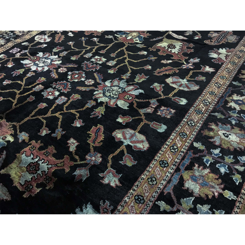 Tapis noir de haute qualité noué à la main