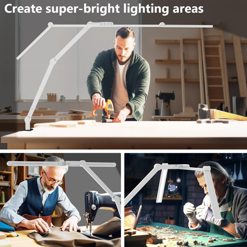 36W Ultra Bright Architect Desk Lamp With Clamp, Tall Overhead Rotatable Led Desk Light For Home Office, 47Inch Long Adjustable Monitor Light Bar With Remote For Computer Screen Desktop Table