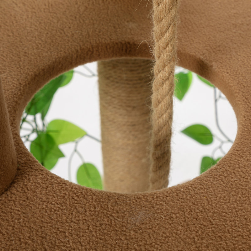 Arbre à chat avec feuilles artificielles, grand arbre à chat multifonction pour chats