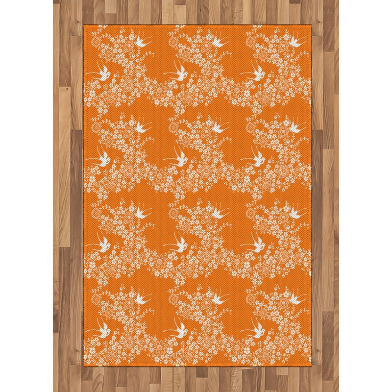Orange High Density Long Fiber Poly Threads Decorative Area Rug Carpet, Rectangle 4' x 5'8"