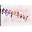 Rangée d'oiseaux reposant sur une branche sur une aquarelle sur toile-94536940