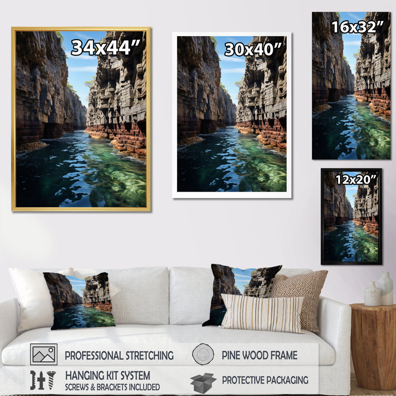 «River In USA Acadia National Park», reproduction sur toile, H 44 po x l 34 po x P 1,5 po, Cadre flottant blanc