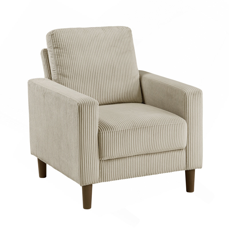 Chaise de salon contemporaine en velours côtelé taupe avec coussin confortable en bois massif 1pc, Taupe