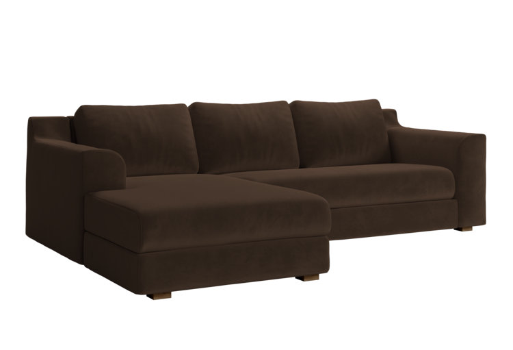 Elevate Sectional, Chocolate Recycled Velvet