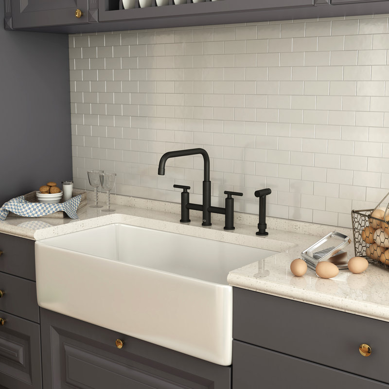 Clihome Kitchen Faucet with Side Spray, Matte Black