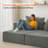 74" Chenille Sectional Sofa, Compression Modular Sofa Chaise,Sofa Bed Sleeper With 4 Pillows, No Assembly Needed-1166530742