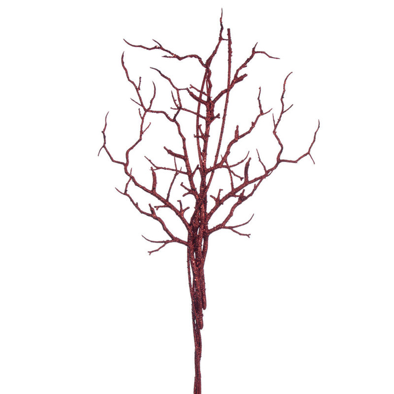 Vickerman 24" Artificial Black Twig Branch. Includes 3 pieces per bag., Red