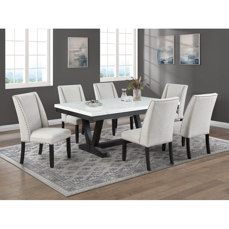 Shaye Dining Table Set, 7 Pieces: Table, 6 Chairs