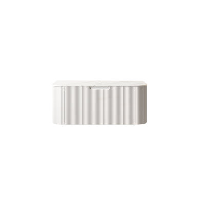 Armoire de base de meuble-lavabo durable en pierre blanche de Carrare, style moderne pour la maison