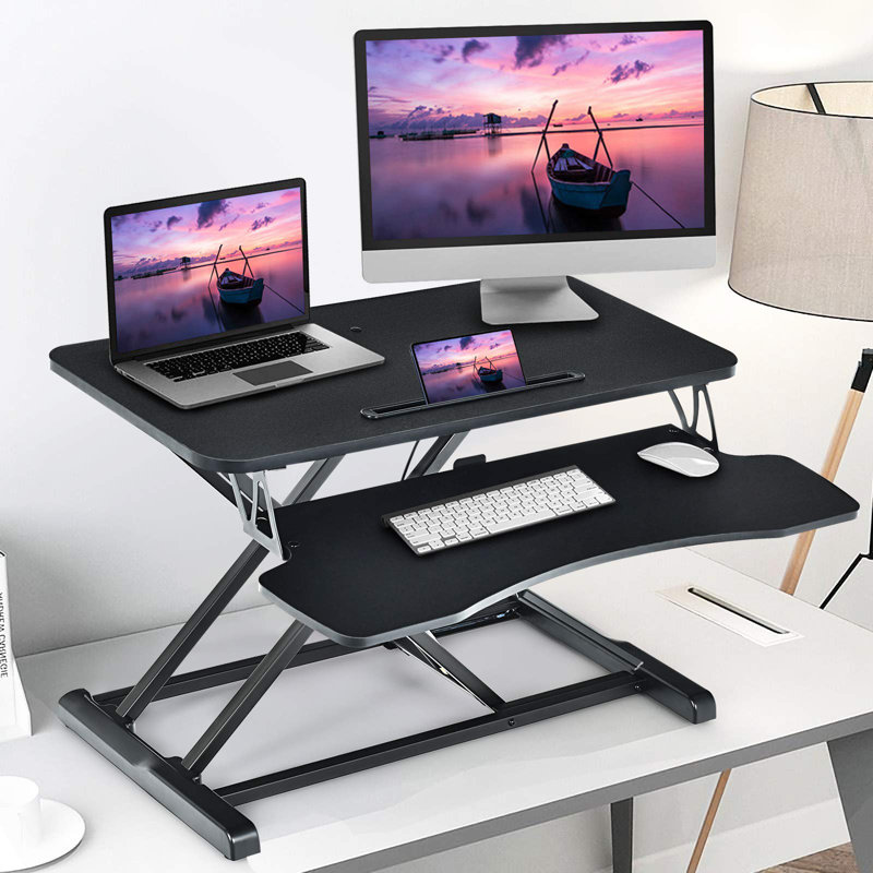 Adjustable Metal Base Standing Desk Converter, Black