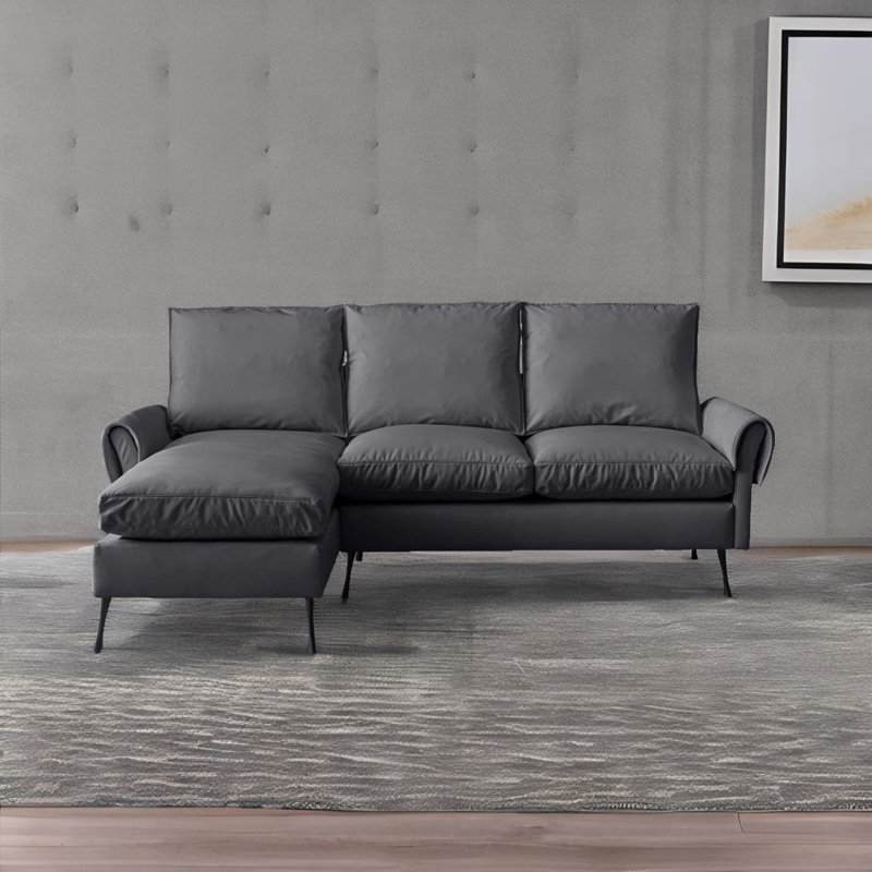 Canapé modulaire 2 pièces Fenske, Similicuir gris