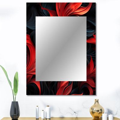 Noir Illusions Moody Patterns - miroir mural décoratif damassé, grand miroir bohémien et éclectique, impression d'art en métal