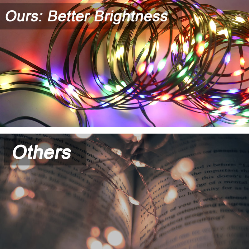 Aarah LED String Light Rubber Strand 8 Mode Adapter Waterproof for Indoor/Outdoor, Green