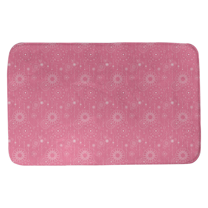Tapis pour salle de bain astrologie Leffel, l 21 po x L 34 po, Rose