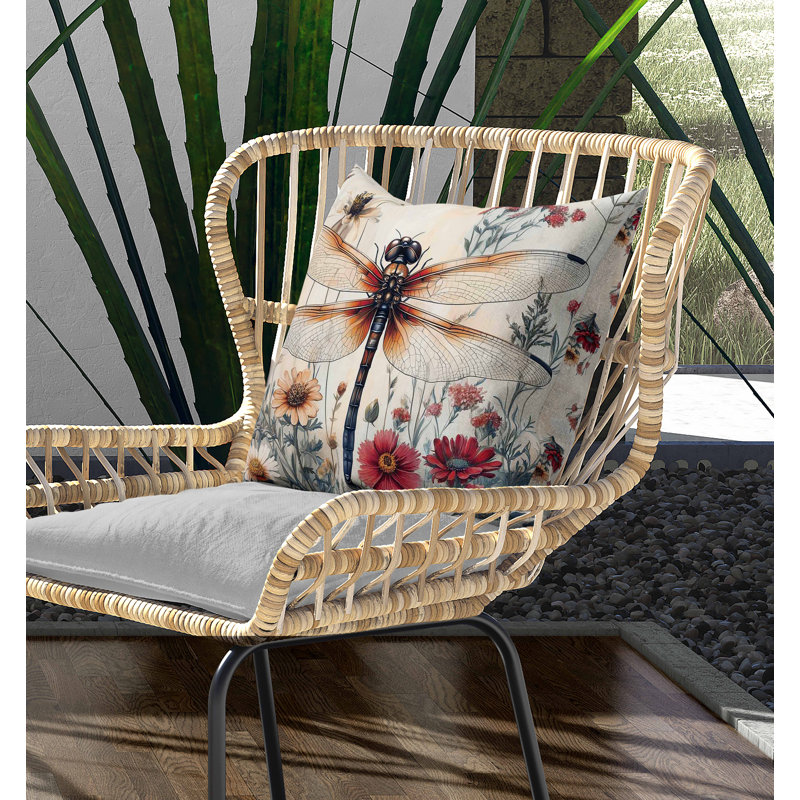 Coussin Wildfly, Vert/rouge, H 20 po x l 20 po