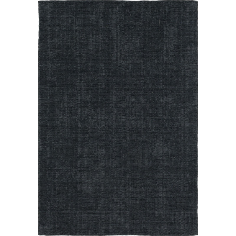 Tapis gris anthracite en laine tissé à la main, Rectangle 9 pi x 12 pi
