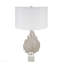 Lampe de table D15x29,3 "à feuilles blanches et argent avec abat-jour tambour et base en marbre (assemblage de l'abat-jour requis)