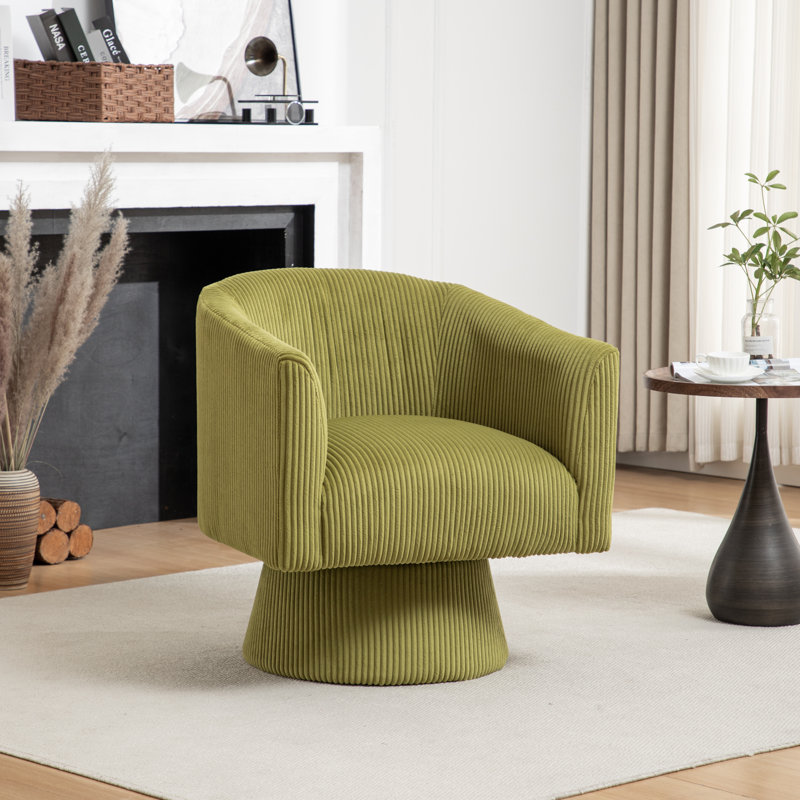Chynna Velvet Swivel Barrel Chair, Green Velvet