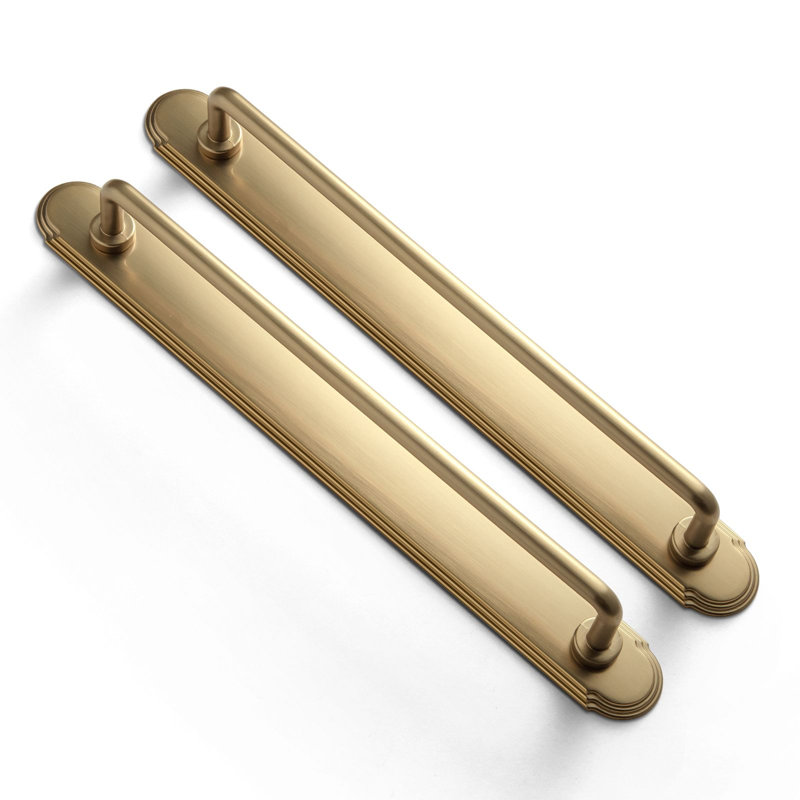 Delicate Bar Pull Handle With Backboard, Champagne Bronze, 7 3/5"