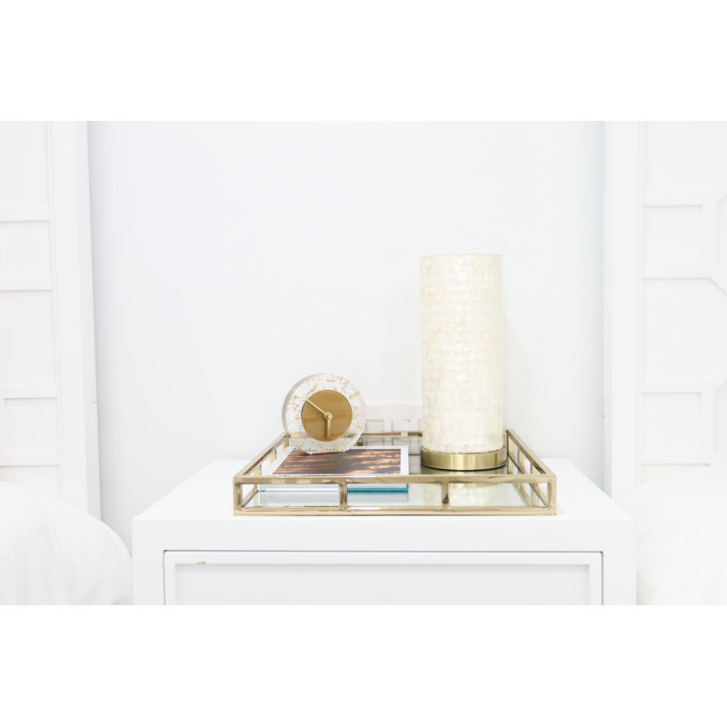 Plateau de coiffeuse en verre, Or, H 2 po x l 15,75 po x P 15,75 po