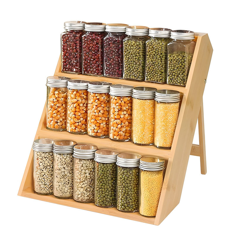 Bamboo 3-Tiered Spice Rack, Space-Saving Organizer For Countertop, Drawer, And Cabinet
