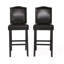 Tabourets de bar à hauteur de comptoir - Cuir d'unité centrale brun foncé, pieds en bois d'hévéa, poids maximal de 300 lb, capacité de poids élégante et chic, style moderne-1395577598