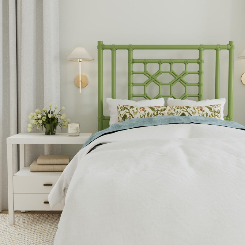 Tête de lit en rotin, Vert, Simple