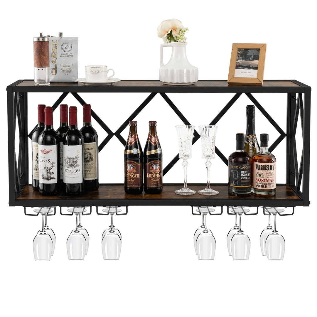 Sabrine 39 Bottle Wall Mounted Wine Bottle & Glass Rack in 17 Stories