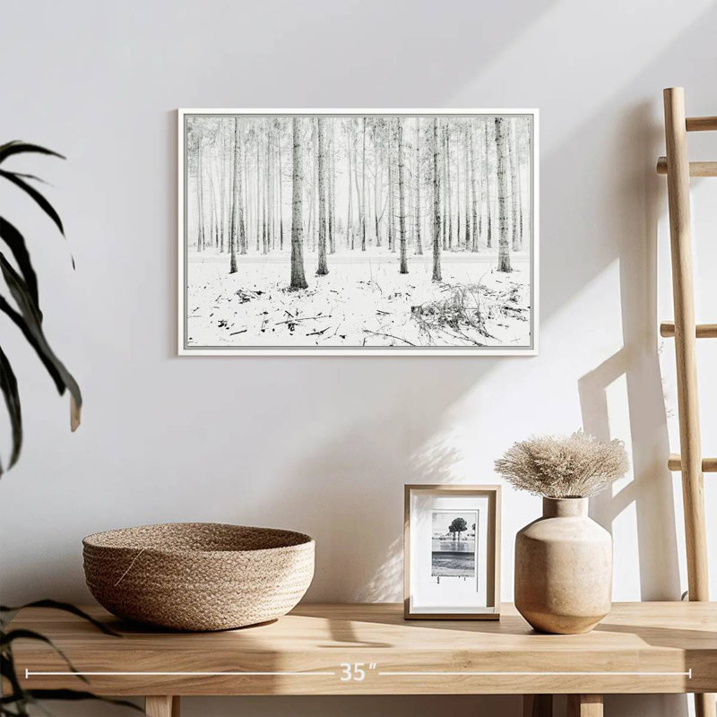 Forêt d'hiver de Langenargen, Cadre flottant blanc, 19 po x 13 po