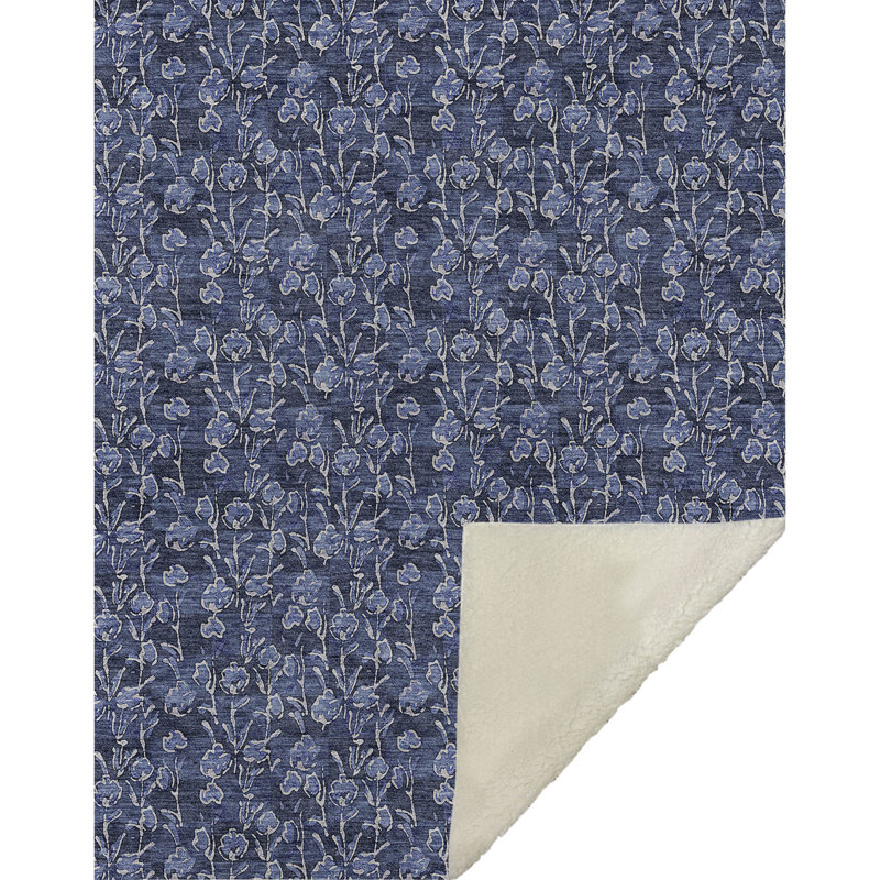 Jeté floral Sherpa ASB692 Addison, Marine