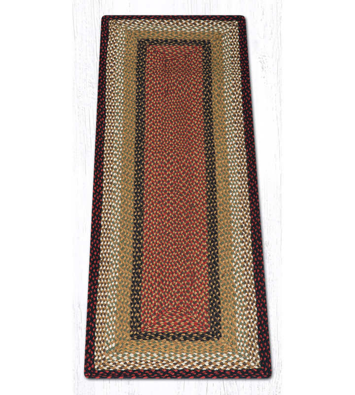  Handwoven Burgundy/Mustard Oblong Braided Rug – Natural Jute Accent Rug, Runner 2' x 6'
