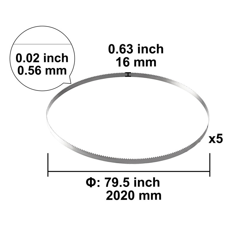 Band Saw Blade, 79.5x0.63x0.02 inch, Pack Meat Bandsaw Blades for Replacement, Carbon Steel Blade, Meat Cutting Blade Wrapped by Rust-Proof Paper, Fit for Commercial Bone Saw Machines
