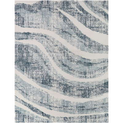 Barthe Blue/Cream Contemporary Abstract Area Rug