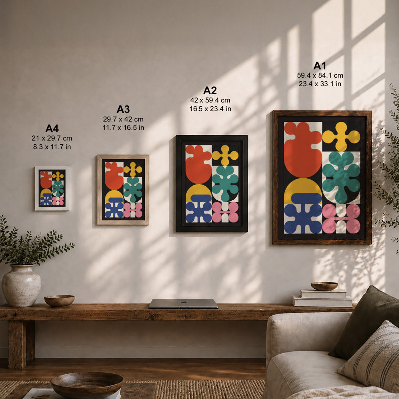 Geometric Florals Modern - Print, A3 - 42.0 x 29.7 cm, White