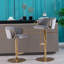 Tabourets de bar, avec repose-pieds chromé et base pivotante à hauteur réglable en velours mécanique + tabouret de bar Golden Leg