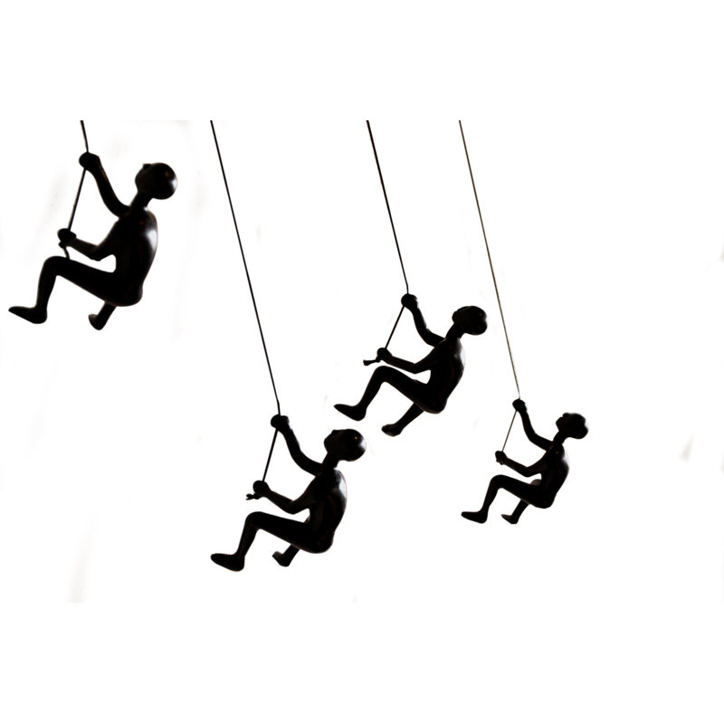 Climbing Man Home Decor Classic Wall-Art Sculpture 4-Pack | Black |