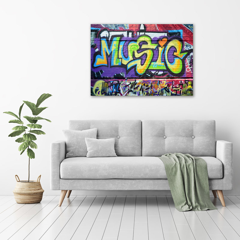 Graffiti on the Wall 1 Piece Wrapped Canvas Painting