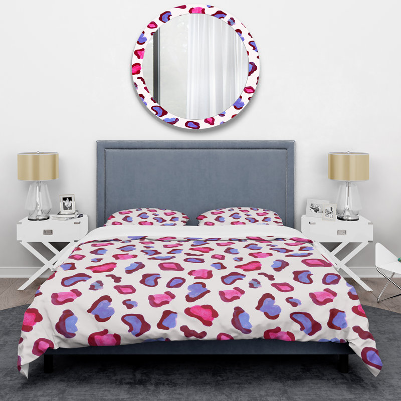 Ensemble de housse de couette en microfibre rose / bleu / brun 3 pièces
